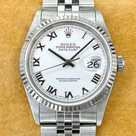 rolex 16234 rhodium and roman numberals|Datejust 16234: different white white dial with roman numerals .